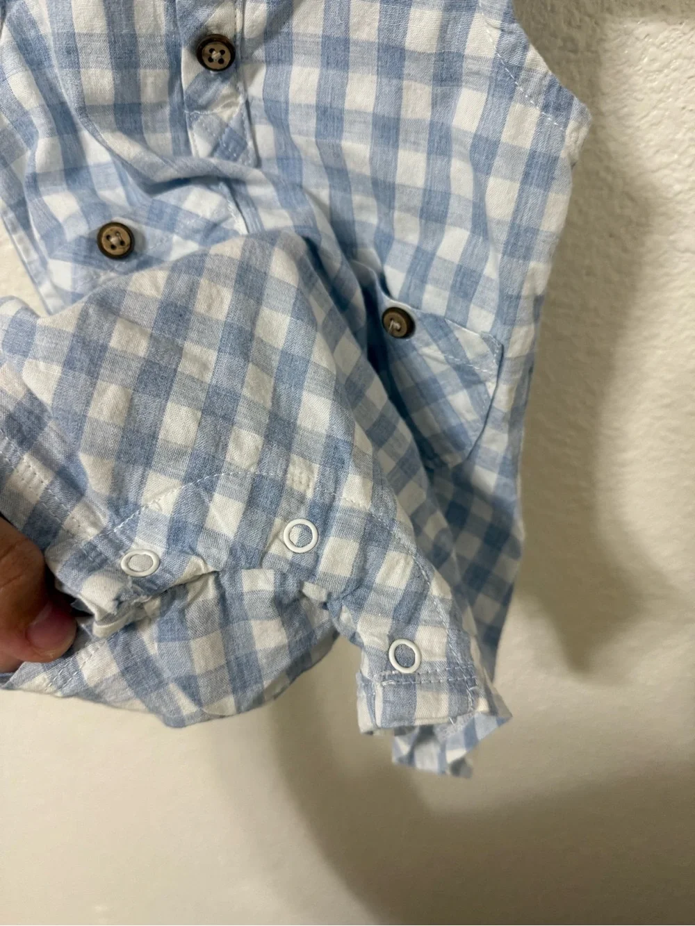 Mud Pie Blue and White Gingham Sleeveless Tank Top Romper